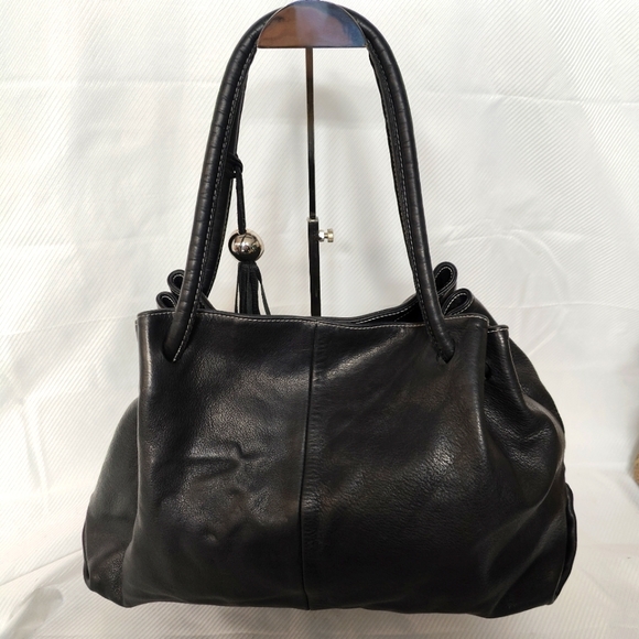 Furla Large Black Leather Drawstring Handle Tote - Picture 4 of 9